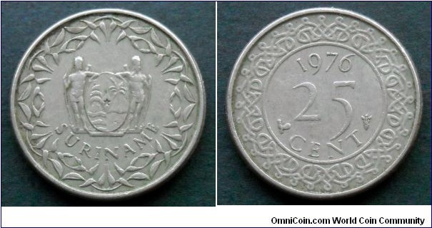 Suriname 25 cent.
1976