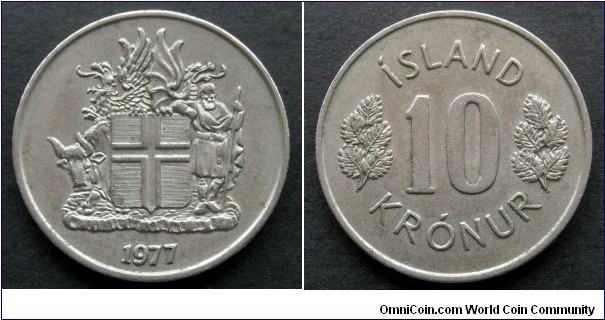 Iceland 10 krónur.
1977