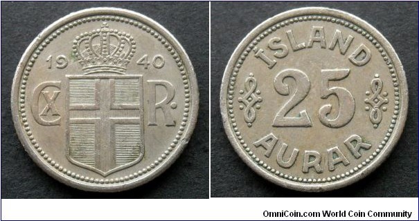 Iceland 25 aurar.
1940