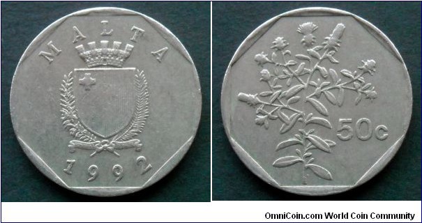 Malta 50 cents.
1992