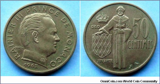 Monaco 50 centimes.
1962