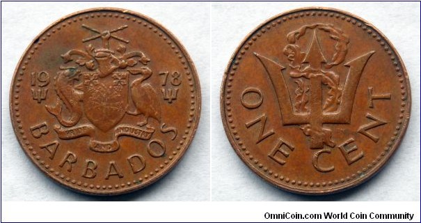 Barbados 1 cent.
1978, Bronze