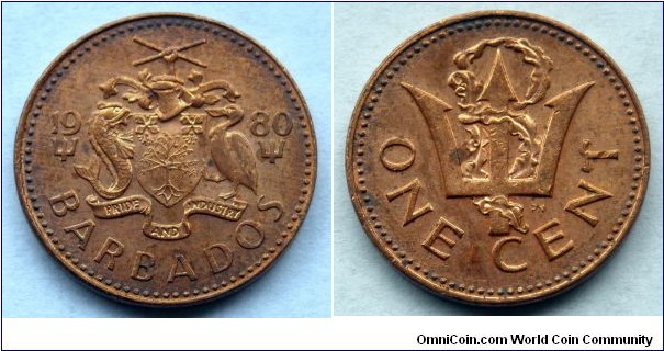 Barbados 1 cent.
1980, Bronze
