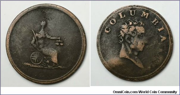 1820-1830, Columbia Farthing 