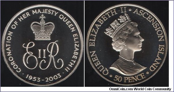 Ascencion Island 50p 50th Anniversary of the Corination of QEII