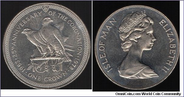 25p 25th Anniversary of the Coronation 2 Falcons tethered to a perch; Map of island behind