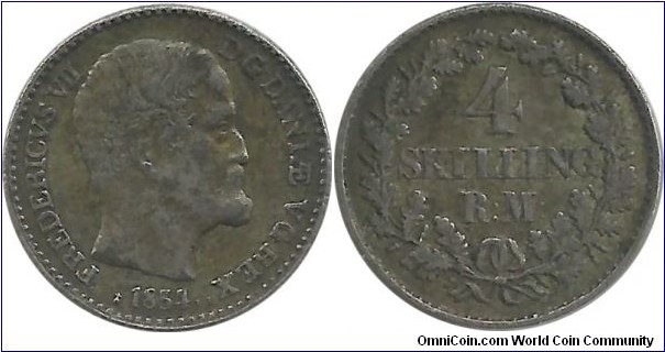 Denmark 4 Skilling 1854RM