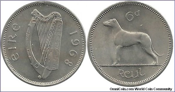 Ireland 6 Pence 1968-unc