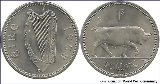 Ireland 1 Shilling 1968-unc