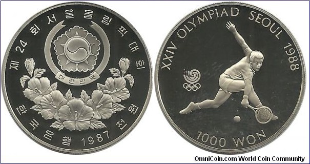 Korea-South 1000 Won 1987 - Seoul Summer Olympic Games'88 (Proof)