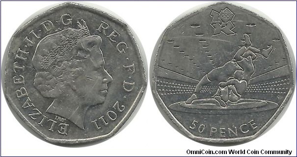 U.Kingdom 50 Pence 2011 - London 2012 Olympics-Wrestling