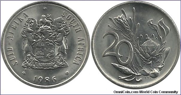 SouthAfrica 20 Cents 1986