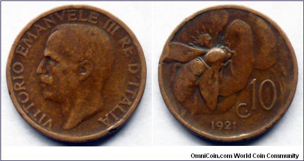 Italy 10 centesimi.
1921 (II)