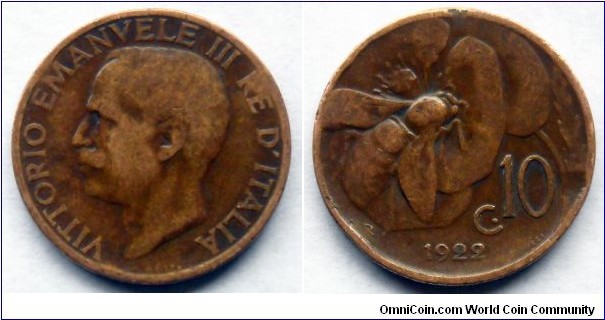 Italy 10 centesimi.
1922