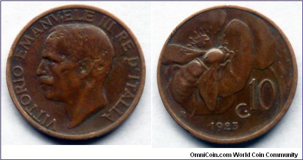 Italy 10 centesimi.
1923 (V)