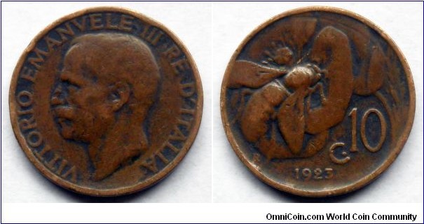 Italy 10 centesimi.
1923 (VI)