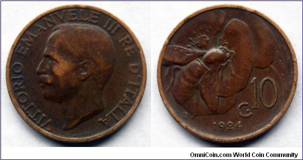 Italy 10 centesimi.
1924 (II)