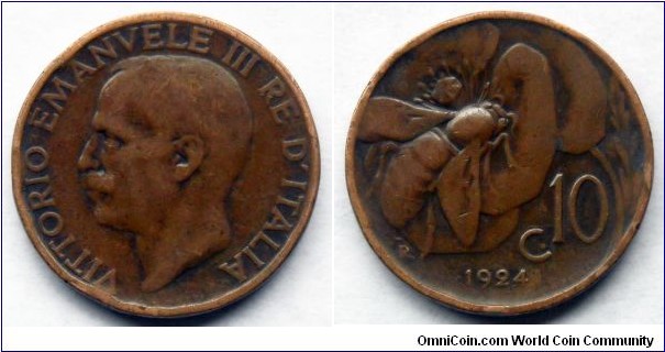 Italy 10 centesimi.
1924 (III)