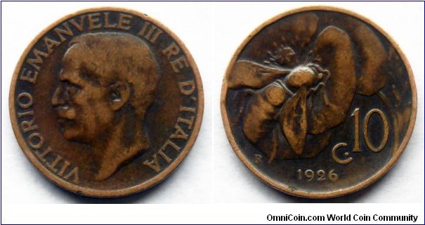 Italy 10 centesimi.
1926