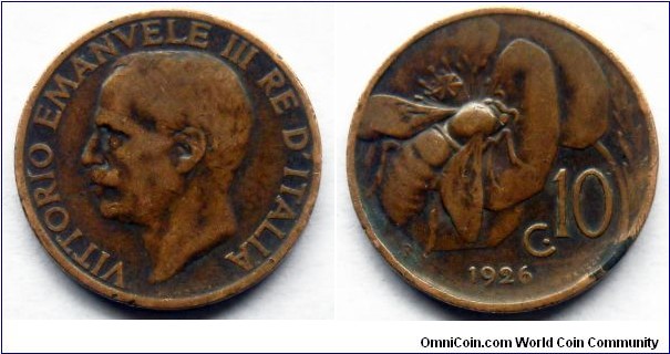 Italy 10 centesimi.
1926 (II)