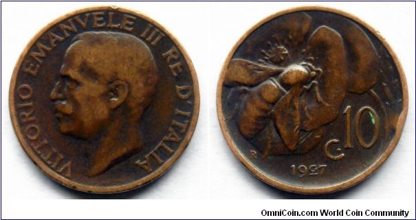 Italy 10 centesimi.
1927