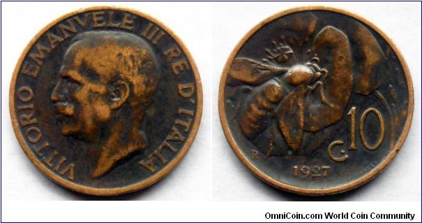 Italy 10 centesimi.
1927 (II)