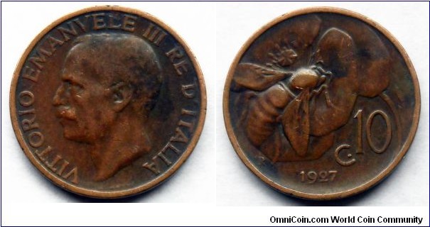 Italy 10 centesimi.
1927 (IV)