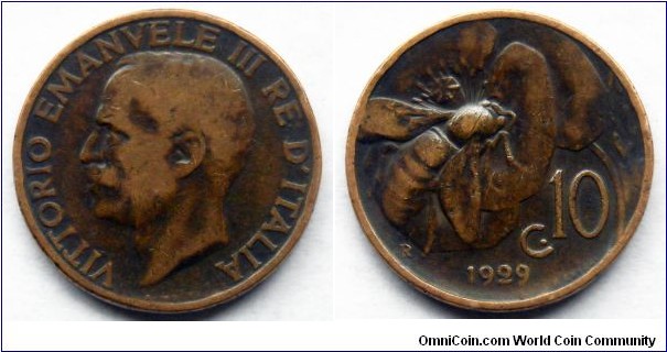 Italy 10 centesimi.
1929 (II)