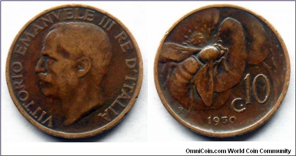Italy 10 centesimi.
1930