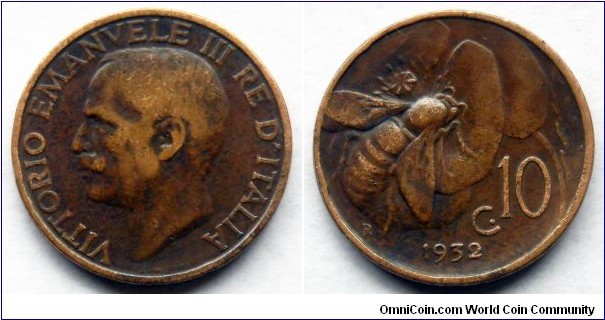 Italy 10 centesimi.
1932