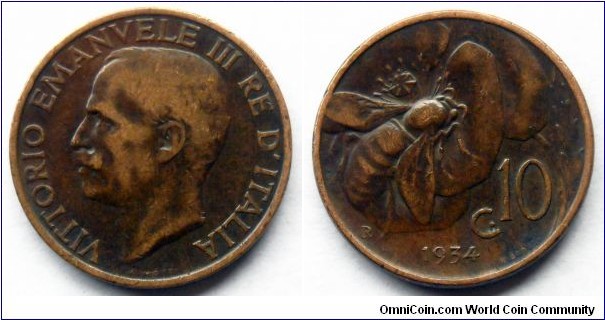 Italy 10 centesimi.
1934