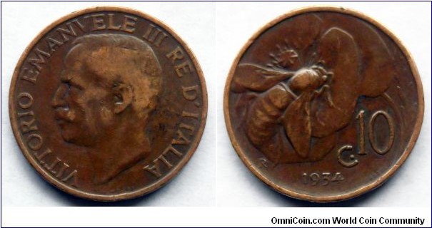 Italy 10 centesimi.
1934 (III)