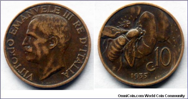 Italy 10 centesimi.
1935