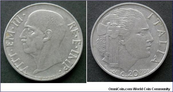 Italy 20 centesimi.
1939, Acmonital (III)