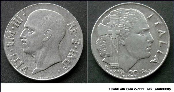 Italy 20 centesimi.
1940, Acmonital (III)
