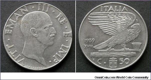 Italy 50 centesimi.
1939, Acmonital (III)