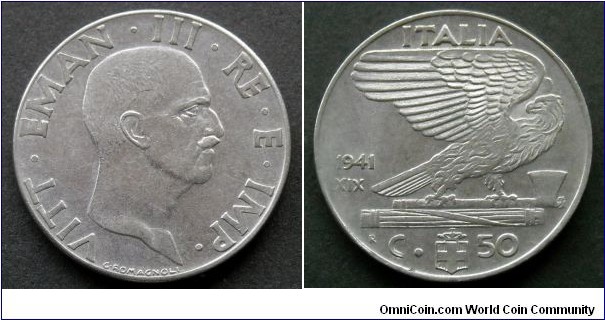 Italy 50 centesimi.
1941, Acmonital (IV)