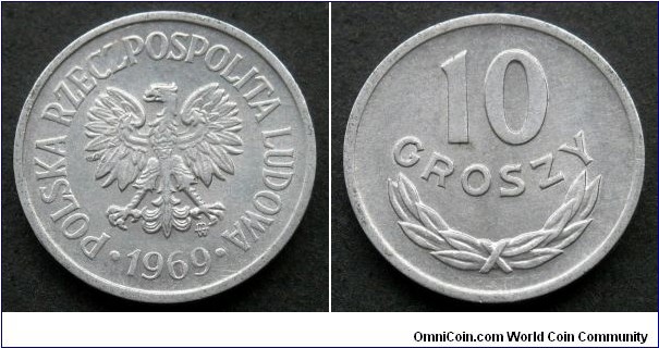 Poland 10 groszy.
1969 (MW)
