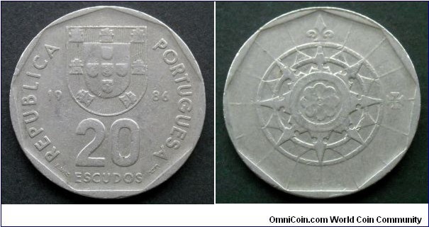 Portugal 20 escudos.
1986