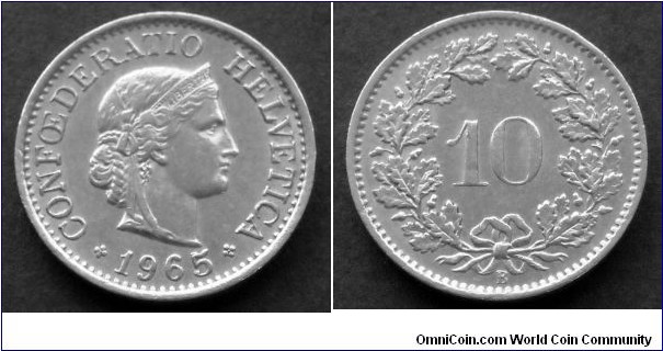 Switzerland 10 rappen.
1965 (B) II