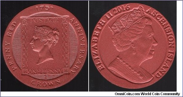 Ascension Island 1 Crown 175th Anniversary of the Penny Red