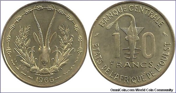 WestAfricanStates 10 Francs 1966