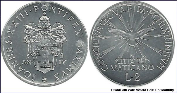 Vatican City 2 Lire 1962