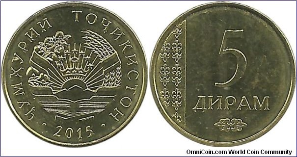 Tajikistan 5 Diram 2015
