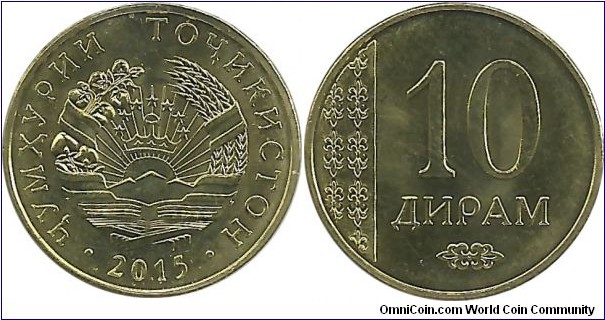 Tajikistan 10 Diram 2015