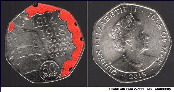 50p 1914-18 WWI Remembrance