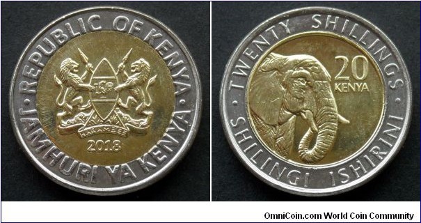 Kenya 20 shillings.
2018