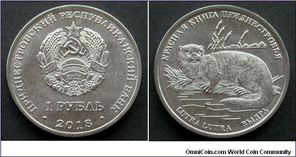 Transdniestria 1 ruble. 2018, Eurasian otter
