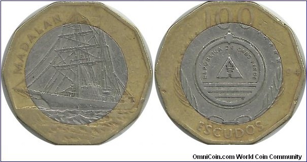 CaboVerde 100 Escudos 1994-Ship