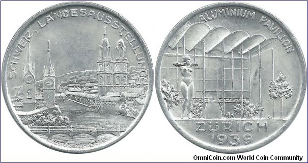 Switzerland; National Exhibition Medallion, Zurich 1939(Al)
